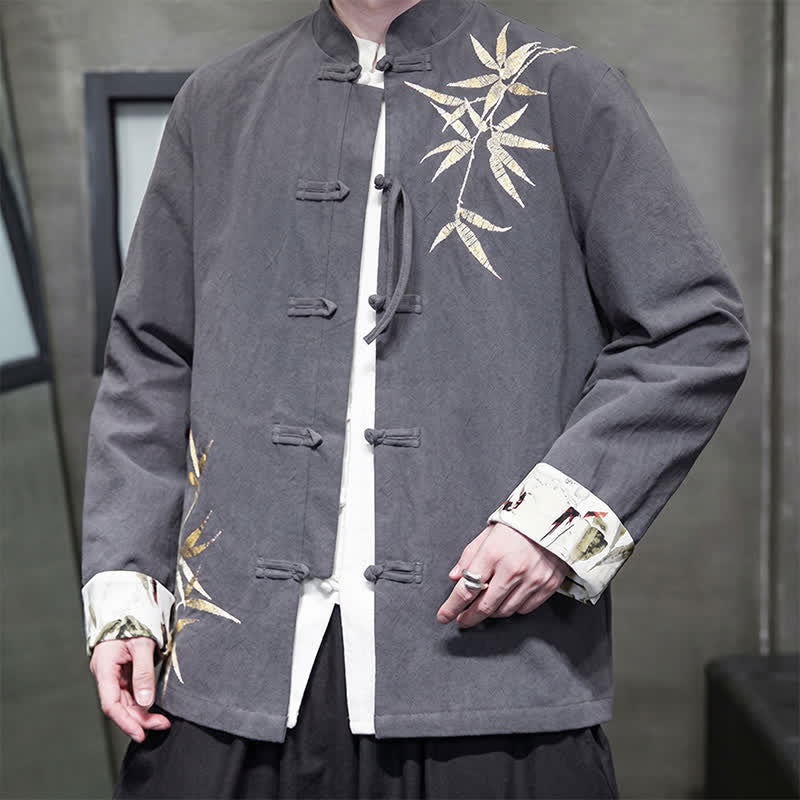 Buddha Stones Chaqueta de hombre de estilo Tang vintage con botones de rana, de bambú, algodón y lino, ideal para otoño e invierno. - image 8