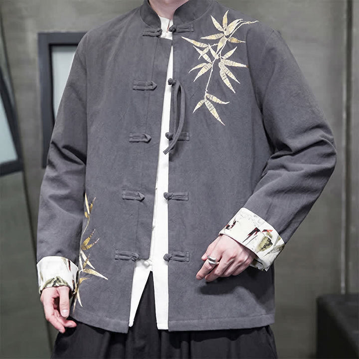 Buddha Stones Chaqueta de hombre de estilo Tang vintage con botones de rana, de bambú, algodón y lino, ideal para otoño e invierno. - image 8