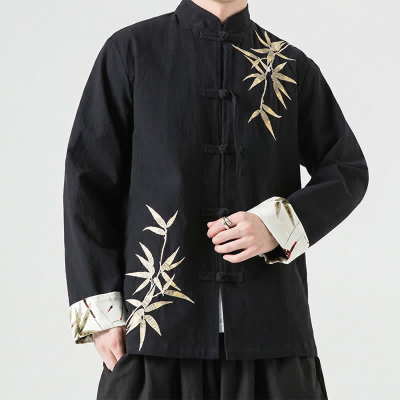 Buddha Stones Chaqueta de hombre de estilo Tang vintage con botones de rana, de bambú, algodón y lino, ideal para otoño e invierno. - image 13