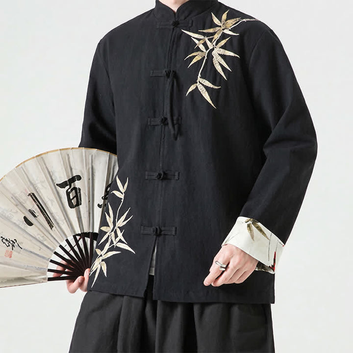 Buddha Stones Chaqueta de hombre de estilo Tang vintage con botones de rana, de bambú, algodón y lino, ideal para otoño e invierno. - image 20