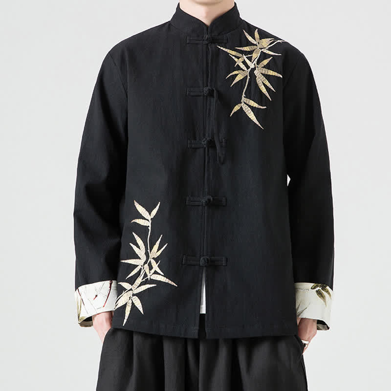 Buddha Stones Chaqueta de hombre de estilo Tang vintage con botones de rana, de bambú, algodón y lino, ideal para otoño e invierno. - image 17