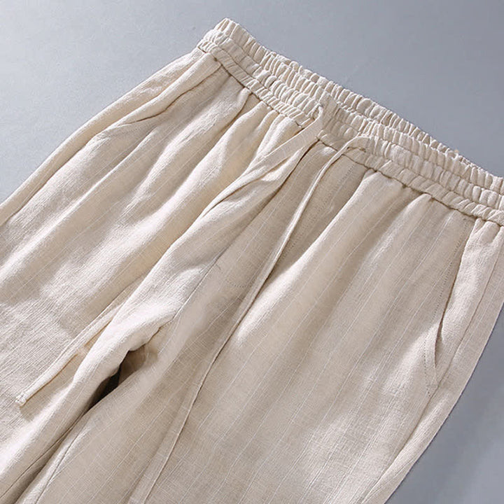 Buddha Stones Pantalones cortos casuales de primavera/verano con cordón ajustable y rayas, pantalones ajustados para hombre con bolsillos. - image 5