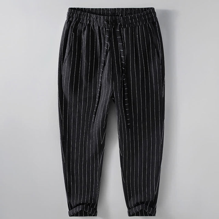 Buddha Stones Pantalones cortos casuales de primavera/verano con cordón ajustable y rayas, pantalones ajustados para hombre con bolsillos. - Negro - US/UK/AU42, EU52 (3XL) - image 1
