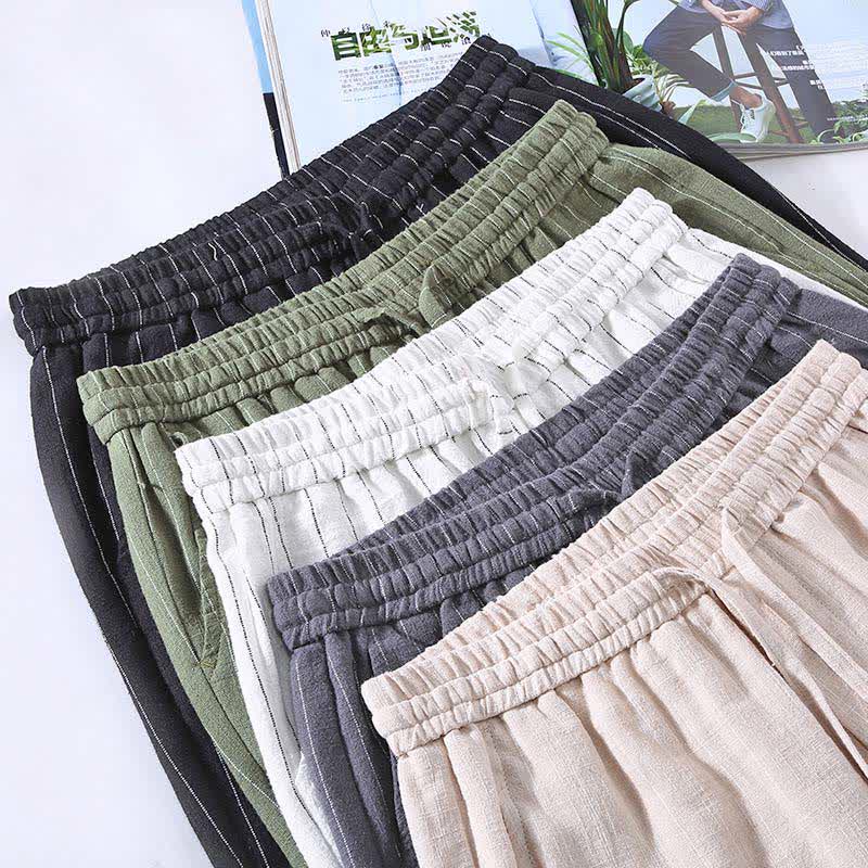 Buddha Stones Pantalones cortos casuales de primavera/verano con cordón ajustable y rayas, pantalones ajustados para hombre con bolsillos. - image 13