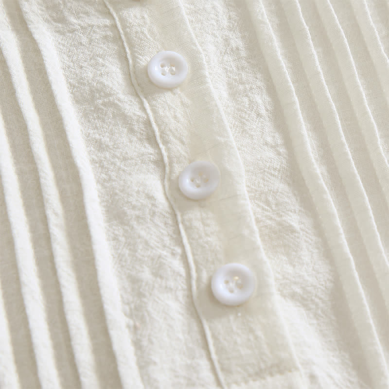 Buddha Stones Camisa de manga corta de algodón liso con botones, estilo casual de verano para mujer. - image 28