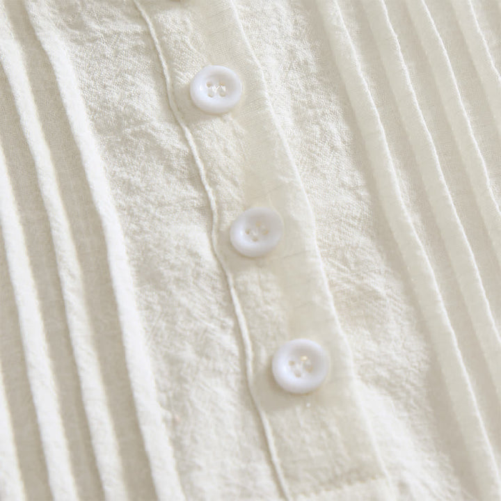 Buddha Stones Camisa de manga corta de algodón liso con botones, estilo casual de verano para mujer. - image 28