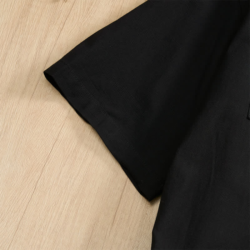 Buddha Stones Camisas de manga corta para hombre, estilo Tang, informales de verano, con botones de rana y bolsillos de parche. - image 20