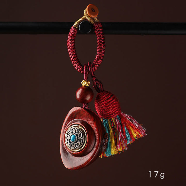 Buddha Stones Llaveros de sabiduría de sándalo rojo Om Mani Padme Hum Yuanbao - image 8