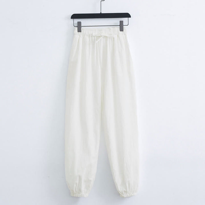 Pantalones harem casuales de algodón para hombre con estampado de Buddha Stones, color liso y bolsillos. - Blanco - US/UK/AU44, EU54 (4XL) - image 4