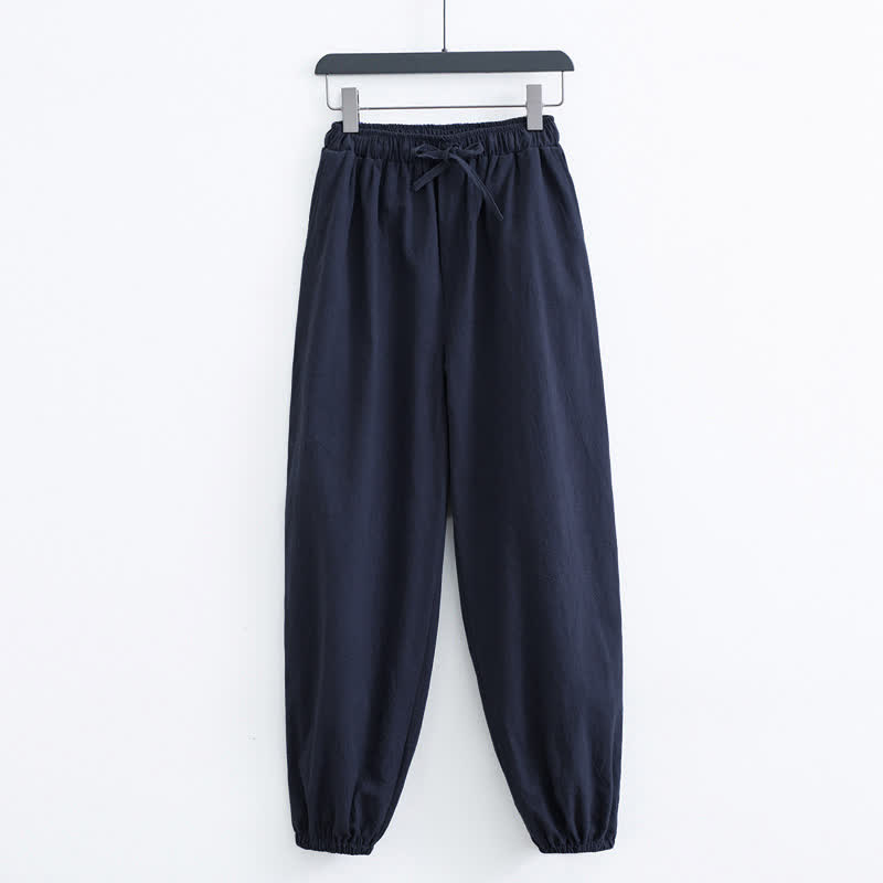 Pantalones harem casuales de algodón para hombre con estampado de Buddha Stones, color liso y bolsillos. - Azul medianoche - US/UK/AU44, EU54 (4XL) - image 7