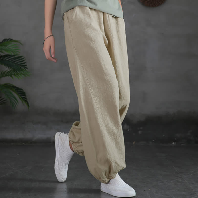 Pantalones de mujer de lino, ramio y algodón con Buddha Stones, color liso y bolsillos. - Lino - US6, UK/AU10, EU38 (L) - image 11