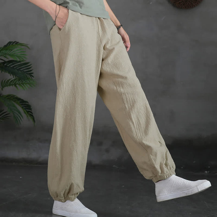 Pantalones de mujer de lino, ramio y algodón con Buddha Stones, color liso y bolsillos. - image 15