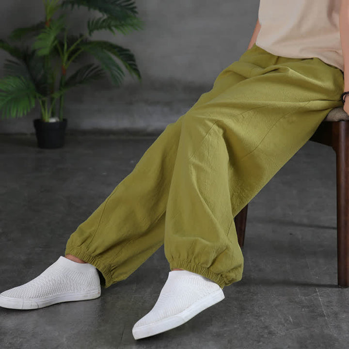 Pantalones de mujer de lino, ramio y algodón con Buddha Stones, color liso y bolsillos. - image 23