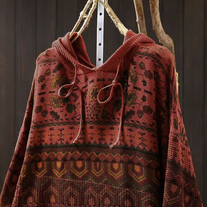 Sudadera con capucha de punto de manga larga para mujer, de algodón, con estampado geométrico de rayas y Buddha Stones otoño. - image 4