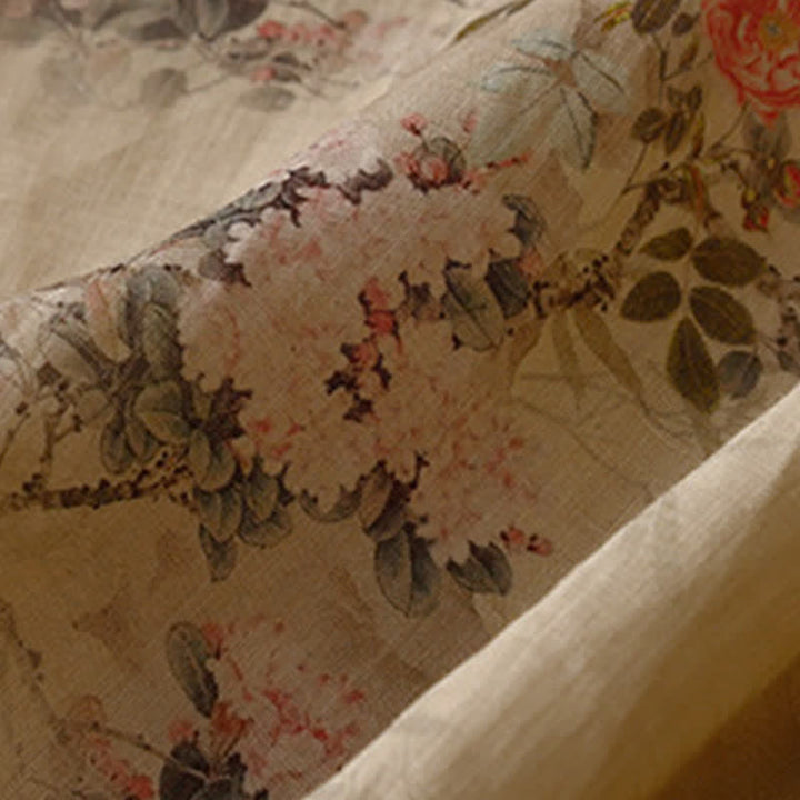 Buddha Stones Camisas de manga larga para mujer con estampado floral y botones de rana, estilo vintage, para primavera y verano. - image 8