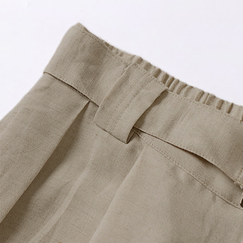 Pantalones de hombre de algodón y lino de pierna ancha con bolsillos, diseño de verano con cremallera y cintura elástica, estampado de Buddha Stones. - image 6