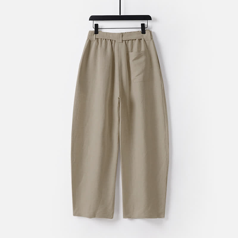 Pantalones de hombre de algodón y lino de pierna ancha con bolsillos, diseño de verano con cremallera y cintura elástica, estampado de Buddha Stones. - image 1
