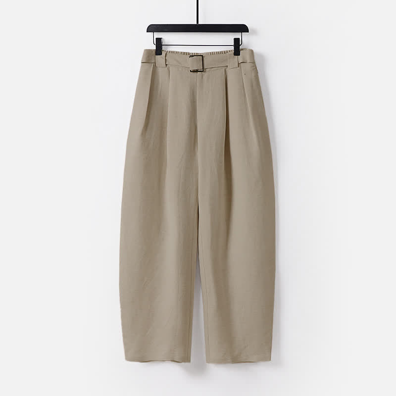 Pantalones de hombre de algodón y lino de pierna ancha con bolsillos, diseño de verano con cremallera y cintura elástica, estampado de Buddha Stones. - Broncearse - US./ UK/ 56, UE 66 (9XL) - image 0