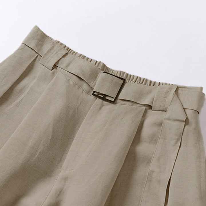 Pantalones de hombre de algodón y lino de pierna ancha con bolsillos, diseño de verano con cremallera y cintura elástica, estampado de Buddha Stones. - image 2
