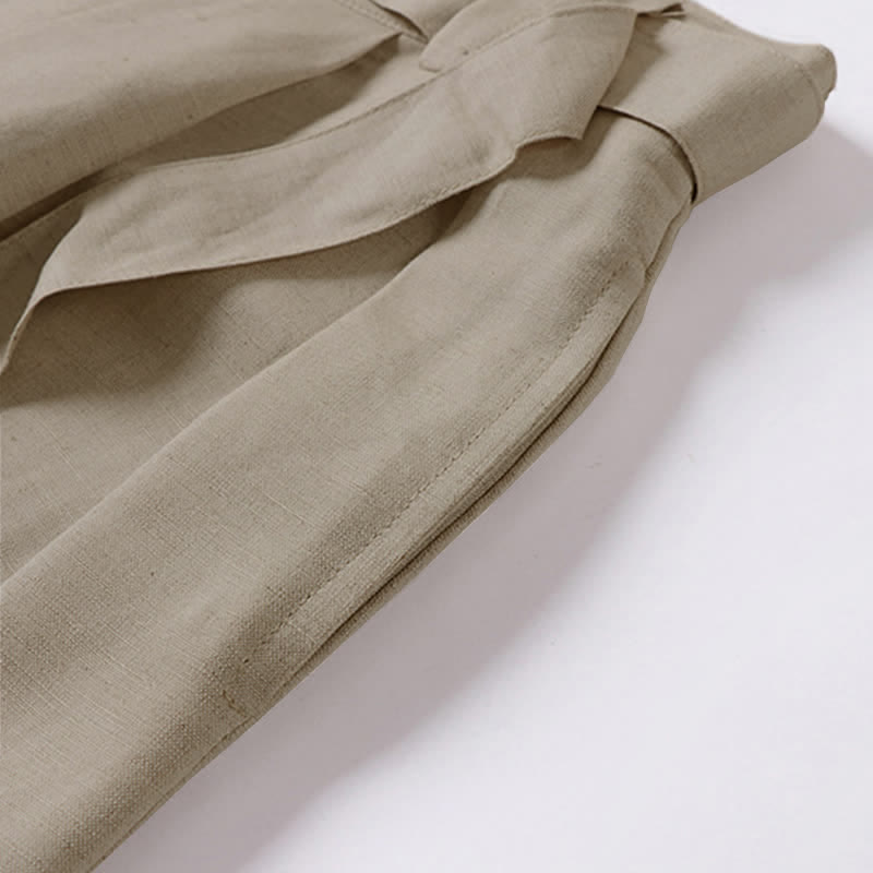 Pantalones de hombre de algodón y lino de pierna ancha con bolsillos, diseño de verano con cremallera y cintura elástica, estampado de Buddha Stones. - image 4