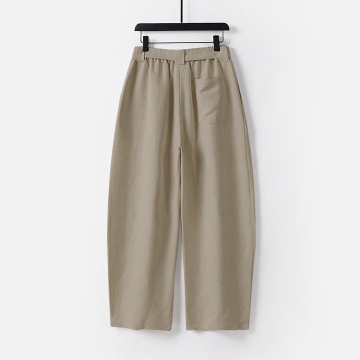 Pantalones de hombre de algodón y lino de pierna ancha con bolsillos, diseño de verano con cremallera y cintura elástica, estampado de Buddha Stones. - image 1
