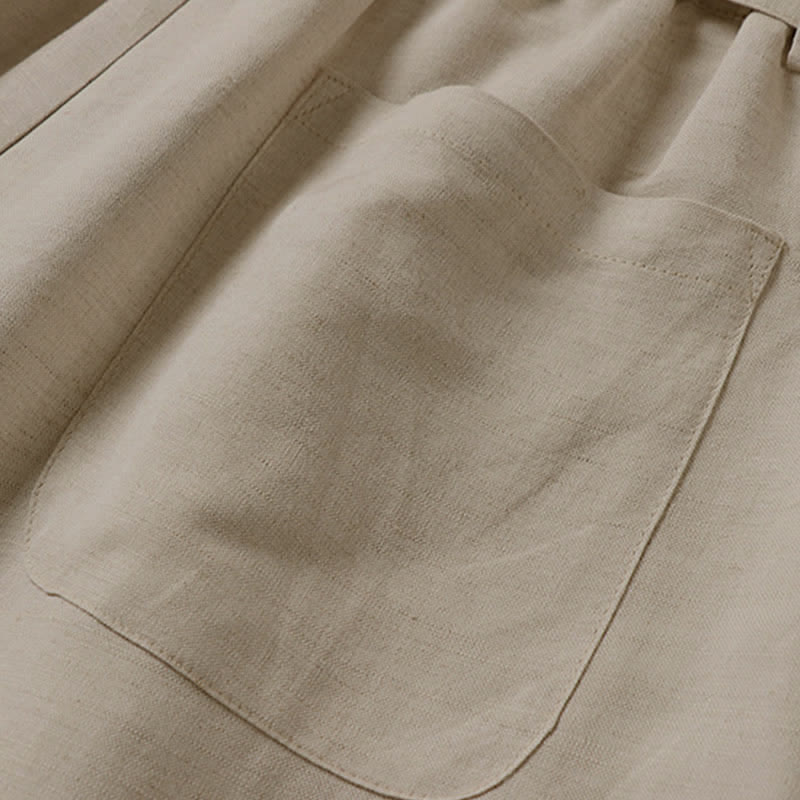 Pantalones de hombre de algodón y lino de pierna ancha con bolsillos, diseño de verano con cremallera y cintura elástica, estampado de Buddha Stones. - image 7