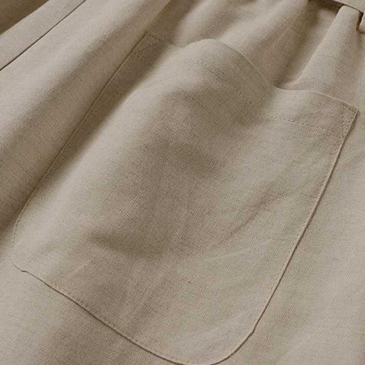 Pantalones de hombre de algodón y lino de pierna ancha con bolsillos, diseño de verano con cremallera y cintura elástica, estampado de Buddha Stones. - image 7