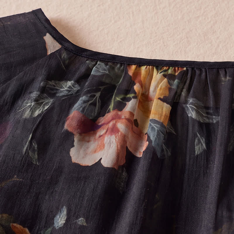 Buddha Stones Camisas de manga larga para mujer estilo boho con cordón ajustable y estampado floral, ideales para primavera y verano. - image 8