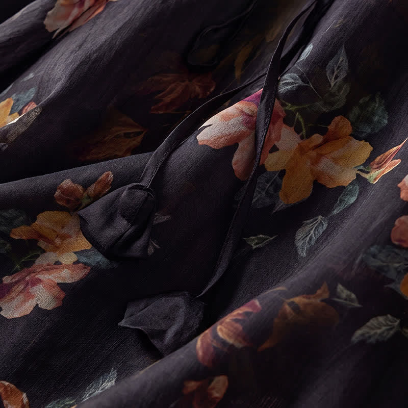 Buddha Stones Camisas de manga larga para mujer estilo boho con cordón ajustable y estampado floral, ideales para primavera y verano. - image 9