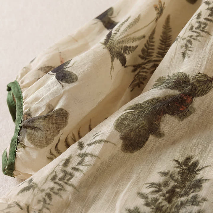 Buddha Stones Camisas de manga larga para mujer estilo boho con cordón ajustable y estampado floral, ideales para primavera y verano. - image 3