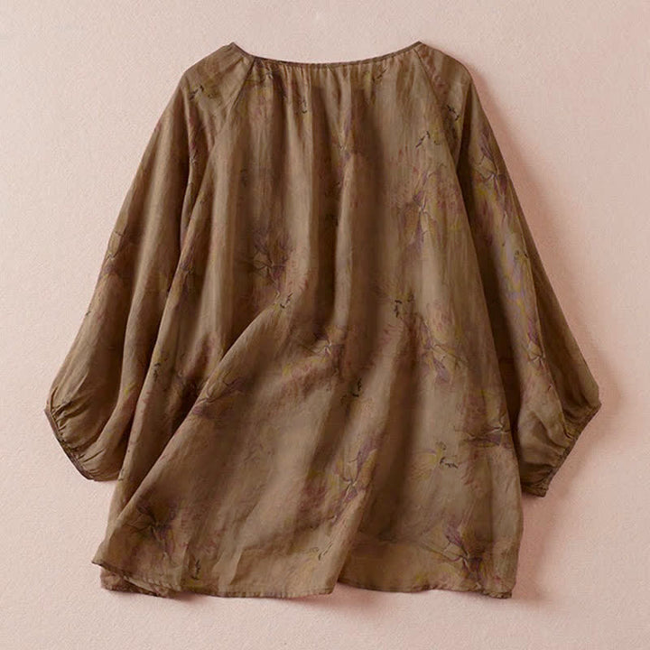 Buddha Stones Camisas de manga larga para mujer estilo boho con cordón ajustable y estampado floral, ideales para primavera y verano. - image 14