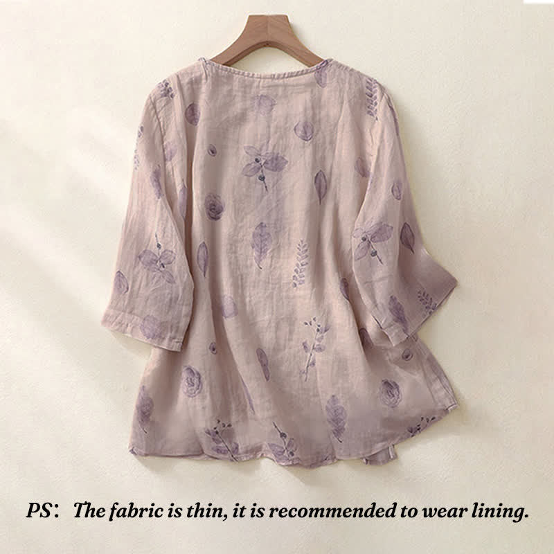 Camisa de manga tres cuartos para mujer con diseño de bordado de Buddha Stones - image 1