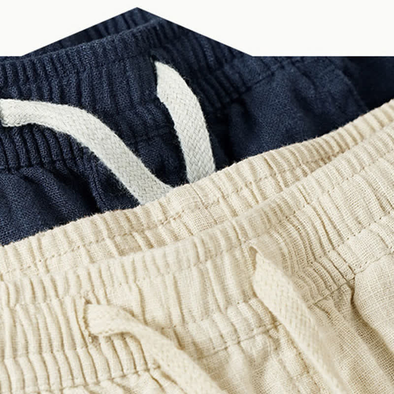 Buddha Stones Pantalones tobilleros lisos con cordón ajustable para hombre, estilo casual de primavera/verano, con pierna recta y bolsillo. - image 13
