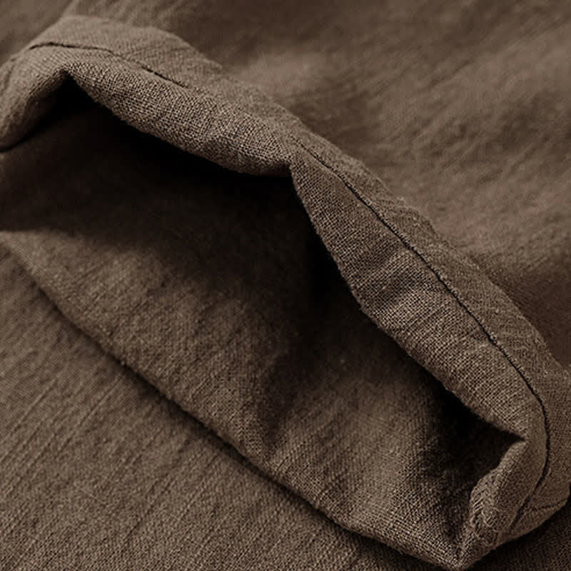 Buddha Stones Pantalones tobilleros lisos con cordón ajustable para hombre, estilo casual de primavera/verano, con pierna recta y bolsillo. - image 8