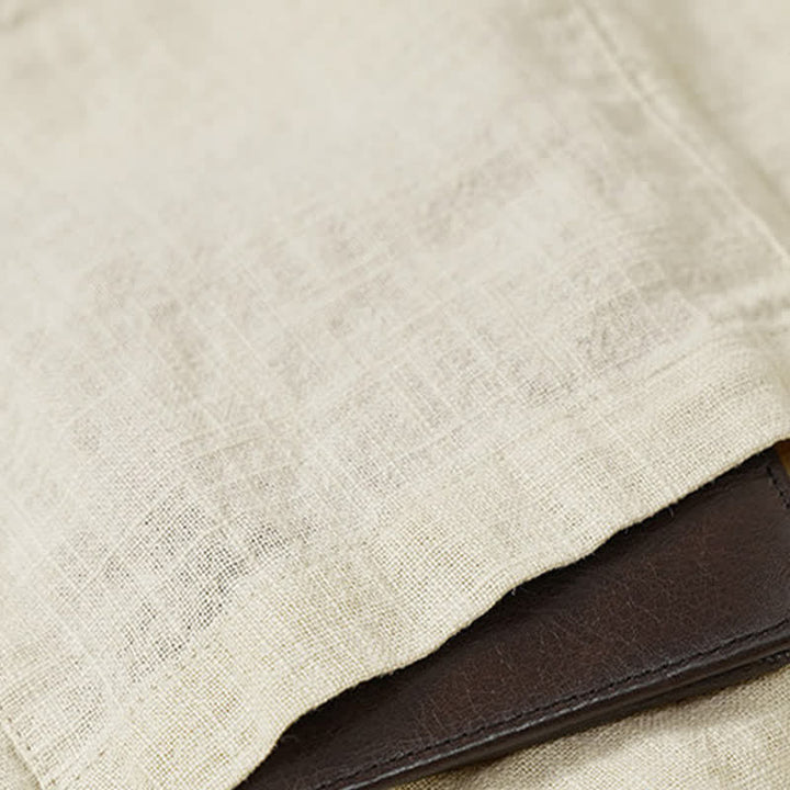 Buddha Stones Pantalones tobilleros lisos con cordón ajustable para hombre, estilo casual de primavera/verano, con pierna recta y bolsillo. - image 2