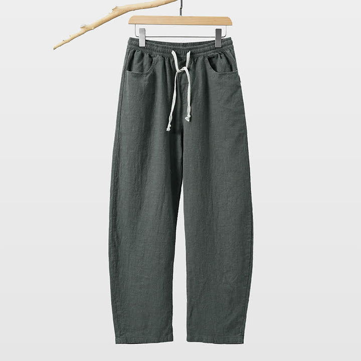 Buddha Stones Pantalones tobilleros lisos con cordón ajustable para hombre, estilo casual de primavera/verano, con pierna recta y bolsillo. - Gris pizarra - US/UK/AU46, EU56 (5XL) - image 10