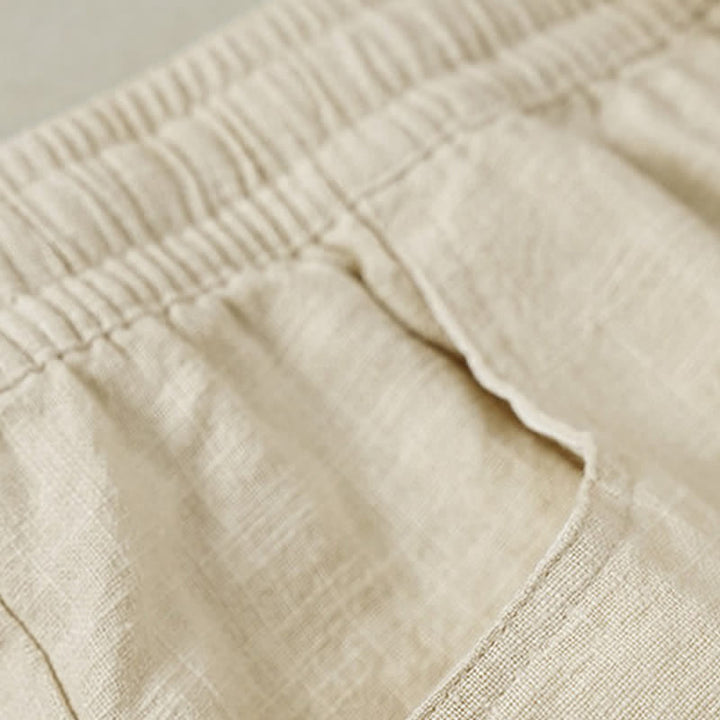 Buddha Stones Pantalones tobilleros lisos con cordón ajustable para hombre, estilo casual de primavera/verano, con pierna recta y bolsillo. - image 1