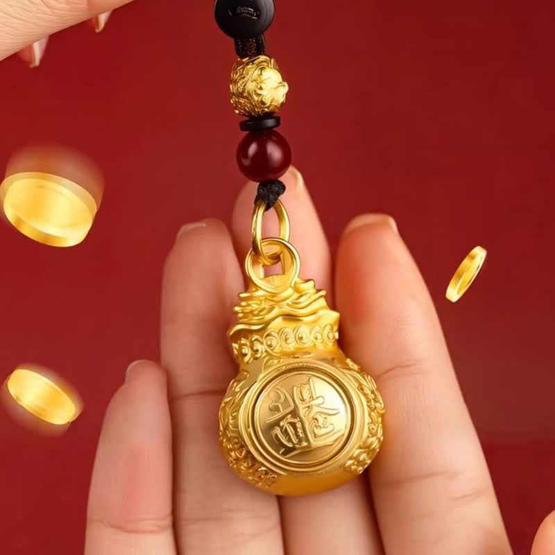 Buddha Stones Llaveros con monedas y bolsa de dinero del zodíaco chino en tono dorado y cobre para "Hacer fortuna cada día". - image 3