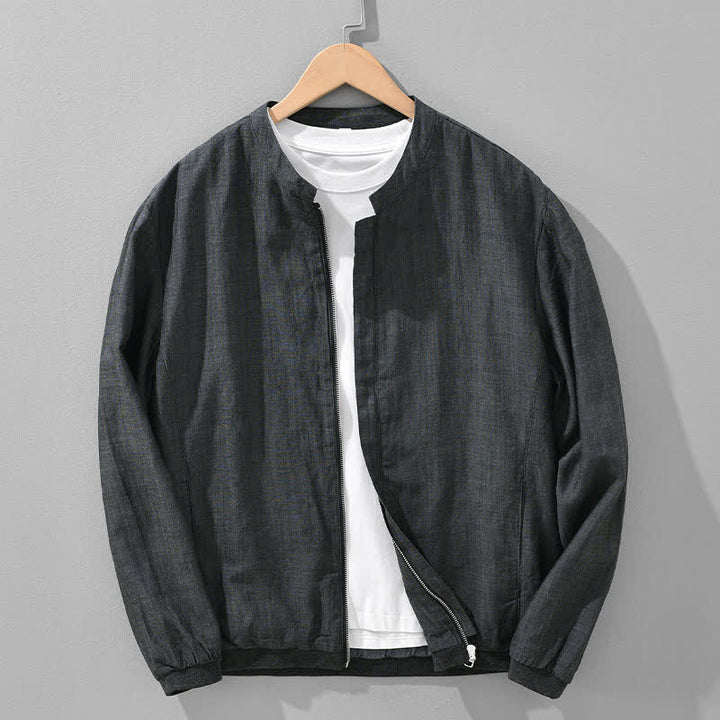 Buddha Stones Chaqueta de hombre de estilo casual minimalista con cuello mandarín, cremallera y diseño liso, ideal para primavera y verano. - Gris oscuro - US/UK/AU42, EU52 (3XL) - image 12