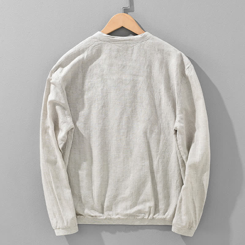 Buddha Stones Chaqueta de hombre de estilo casual minimalista con cuello mandarín, cremallera y diseño liso, ideal para primavera y verano. - image 1