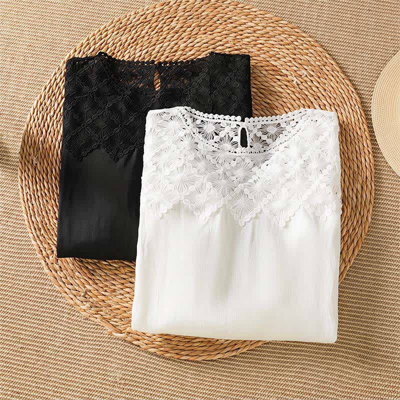Buddha Stones Camiseta de manga larga para mujer, elegante y casual, con encaje. - image 12