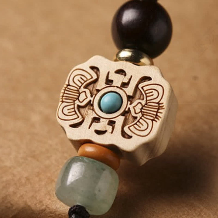 Buddha Stones Llaveros de serenidad con diseño de monedero chino de monedas chinas de sándalo rojo y verde, Om Mani Padme Hum. - image 15