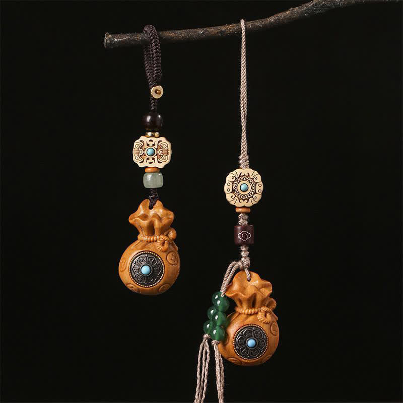 Buddha Stones Llaveros de serenidad con diseño de monedero chino de monedas chinas de sándalo rojo y verde, Om Mani Padme Hum. - image 21