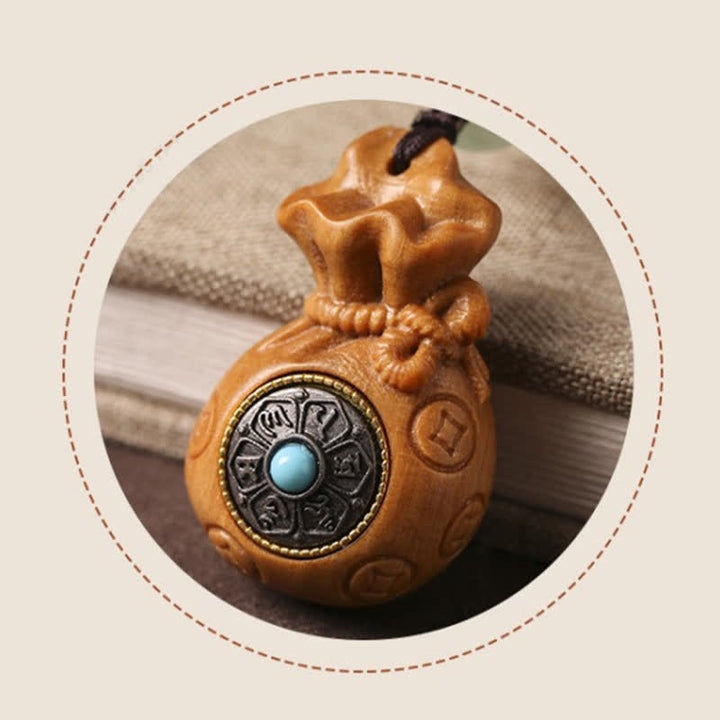 Buddha Stones Llaveros de serenidad con diseño de monedero chino de monedas chinas de sándalo rojo y verde, Om Mani Padme Hum. - image 16