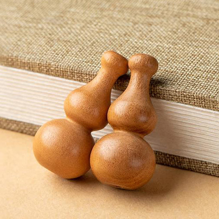 Buddha Stones Llaveros de calabaza de loto con forma de bolsa de dinero con personajes de madera de durazno Fu - image 6