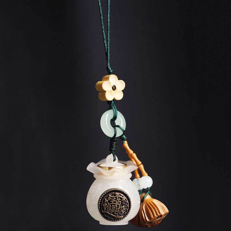 Buddha Stones Llaveros con borla de vaina de loto de madera de durazno para atraer la riqueza y la buena fortuna. - image 8