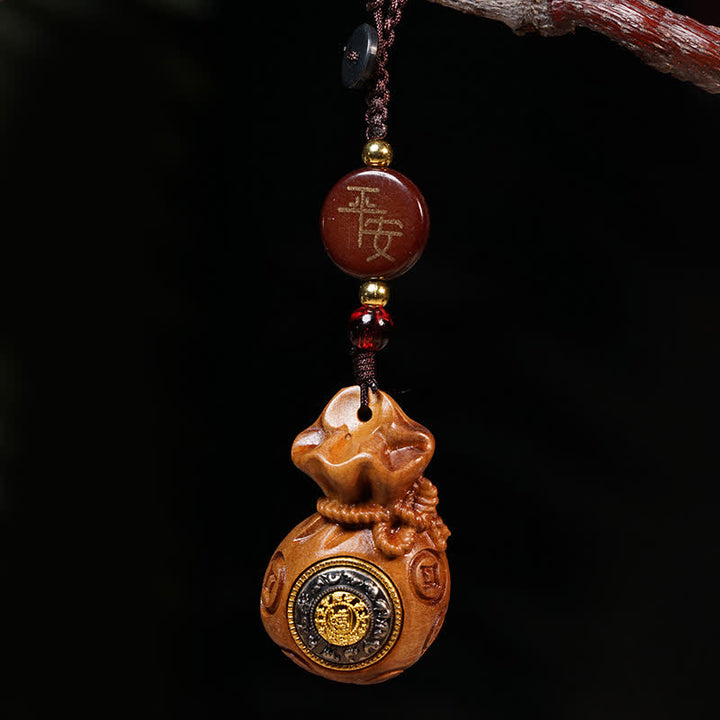 Buddha Stones Llavero chino de madera de azufaifo alcanzado por un rayo para la protección de monedas y la riqueza. - Llavero - image 1