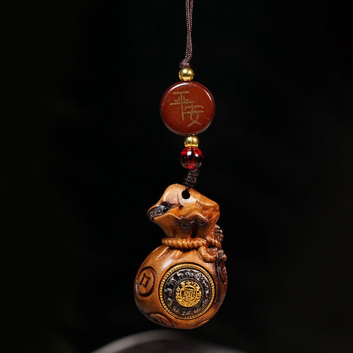 Buddha Stones Llavero chino de madera de azufaifo alcanzado por un rayo para la protección de monedas y la riqueza. - Decoración para colgar el teléfono - image 4