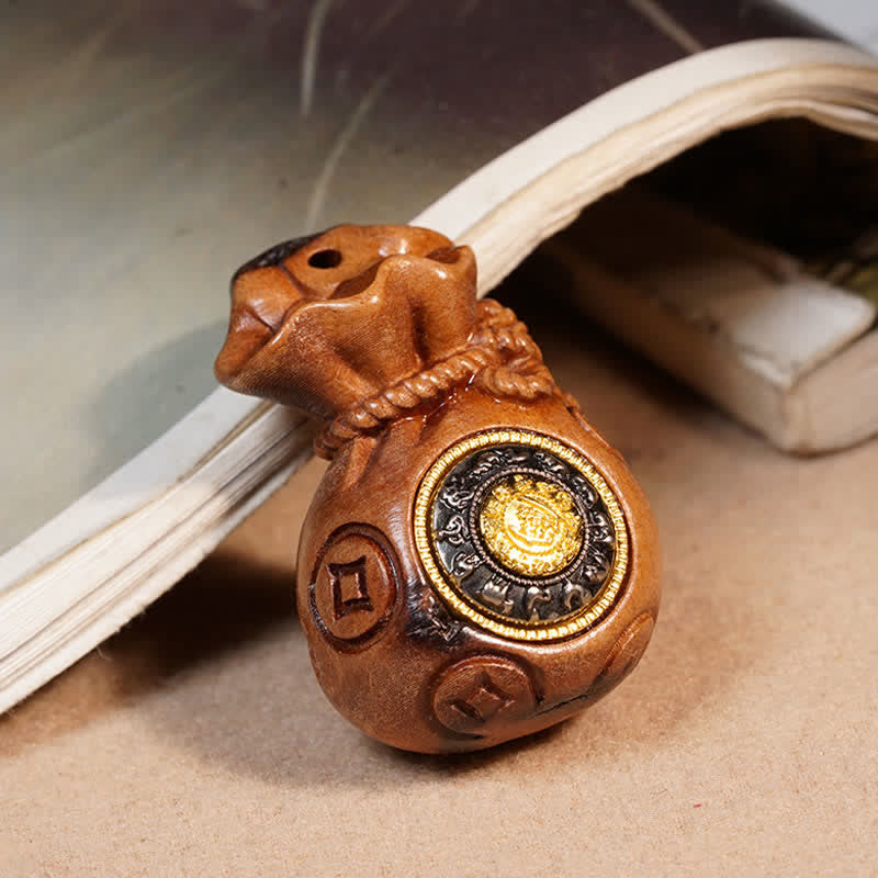 Buddha Stones Llavero chino de madera de azufaifo alcanzado por un rayo para la protección de monedas y la riqueza. - image 5