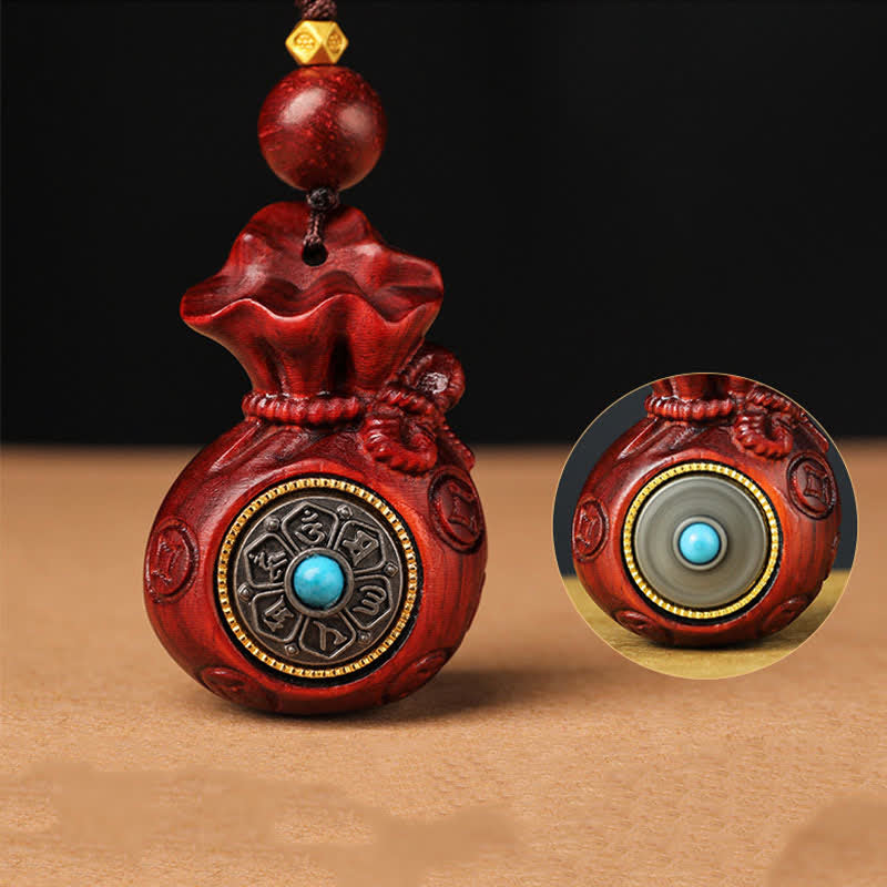 Buddha Stones Bolsa de dinero de sándalo rojo Om Mani Padme Hum Sabiduría Llaveros de fortuna - image 4